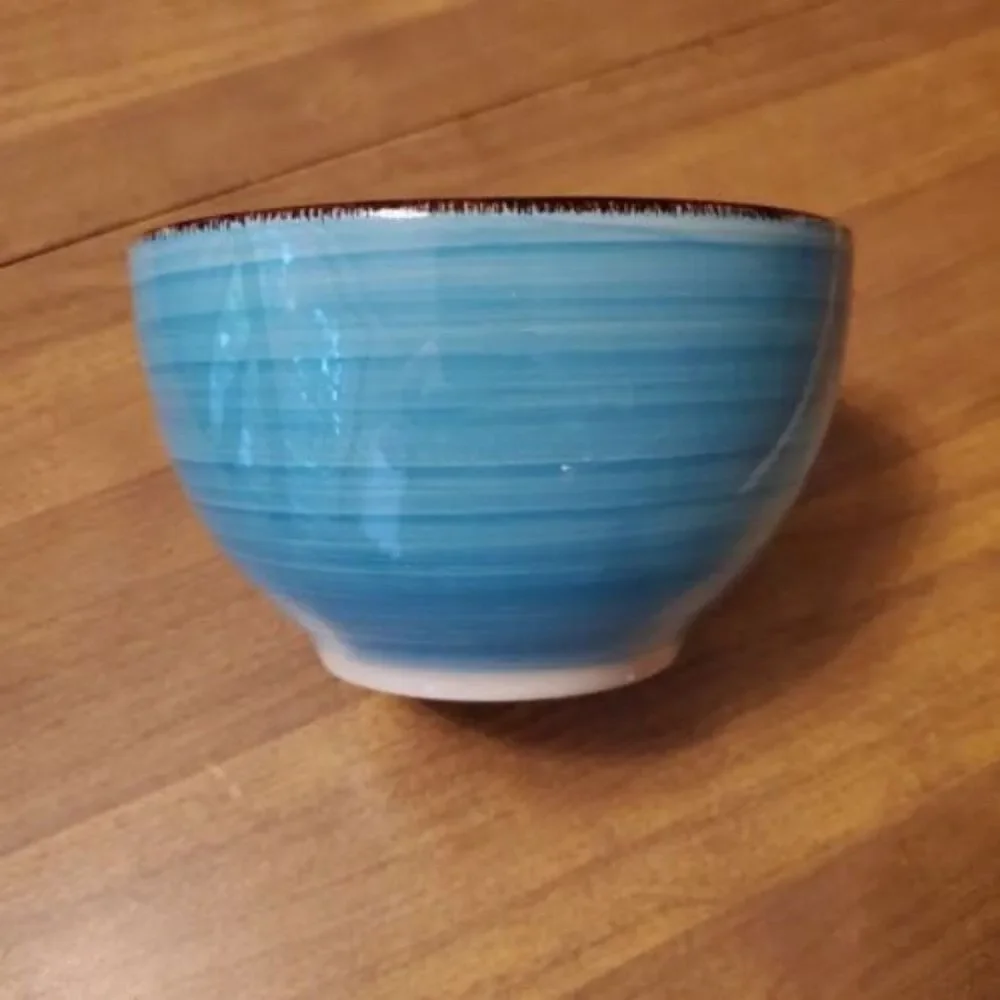 Royal Norfolk Turquoise Swirl Coupe Brown Trim Soup Cereal Pasta Pottery Bowl